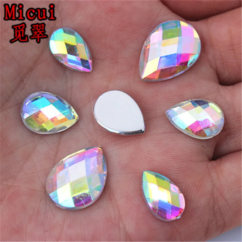 Micui 8*13 мм/10*14 мм/13*18 мм акриловые граненые бусины с плоской задней стороной для