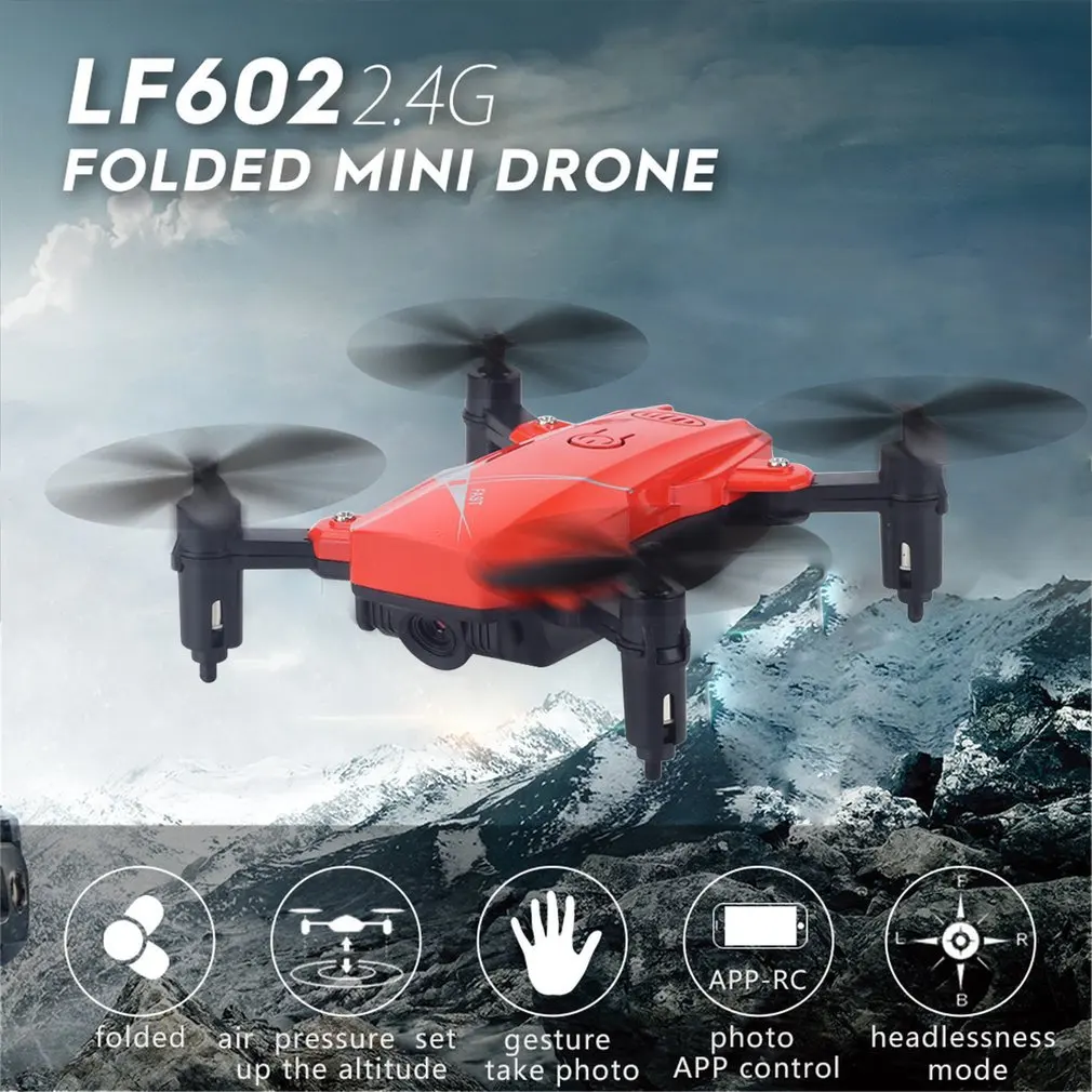 LF602 2,4G wifi FPV мини складной Радиоуправляемый Дрон 2.0MP/0.3MP камера Дрон Безголовый Квадрокоптер фотографии видео передача в реальном времени