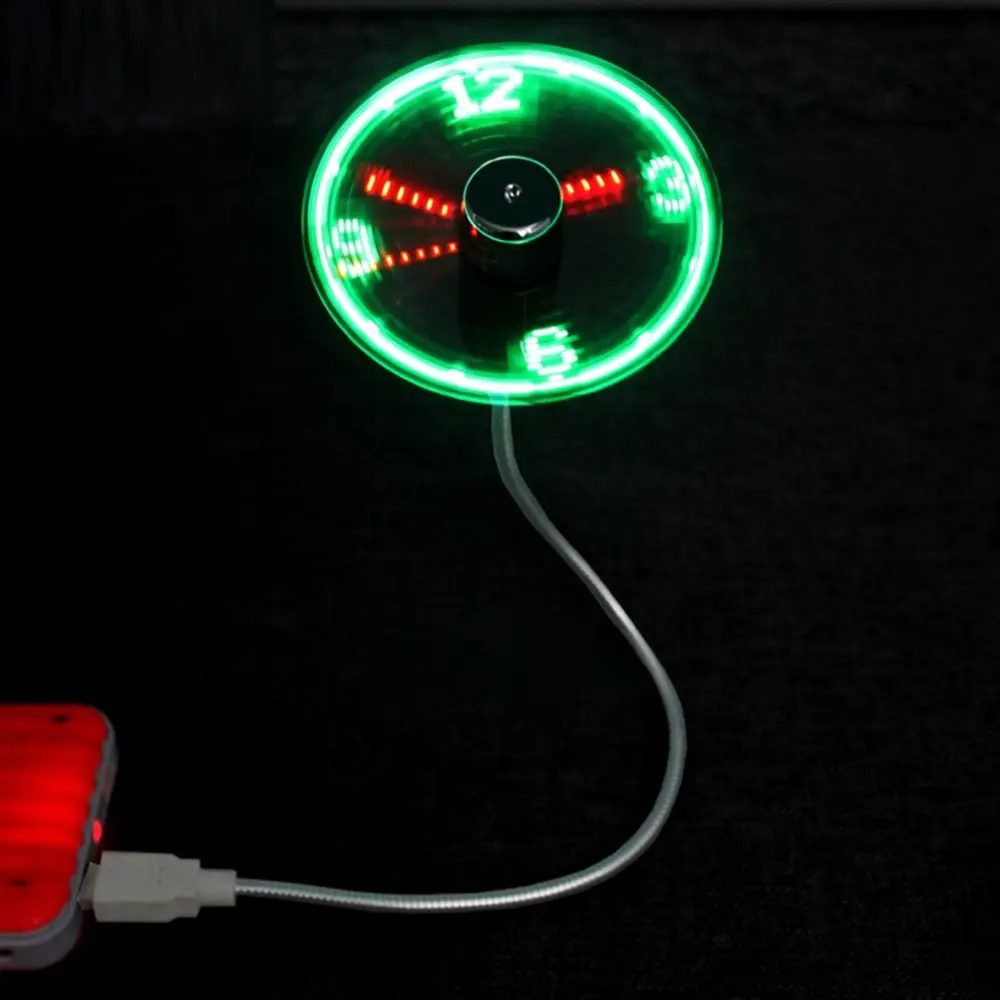 USB Gadget Mini Flexible LED Light USB Fan Time Clock Desktop Clock
