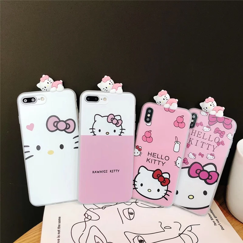 Minnie Mickey Case For iPhone 7 Cases Ultrathin Cartoon Hello Kitty Soft TPU Toy Case for iPhone 6 6s 7 8 Plus X XR XS Max Cover