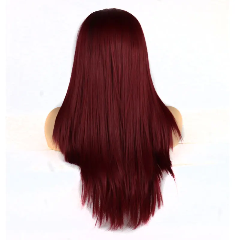 Bombshell 180% Плотность бургундское вино красный синтетический парик фронта шнурка бесклеевая Омбре 118# прямой парик термостойкие волосы парики