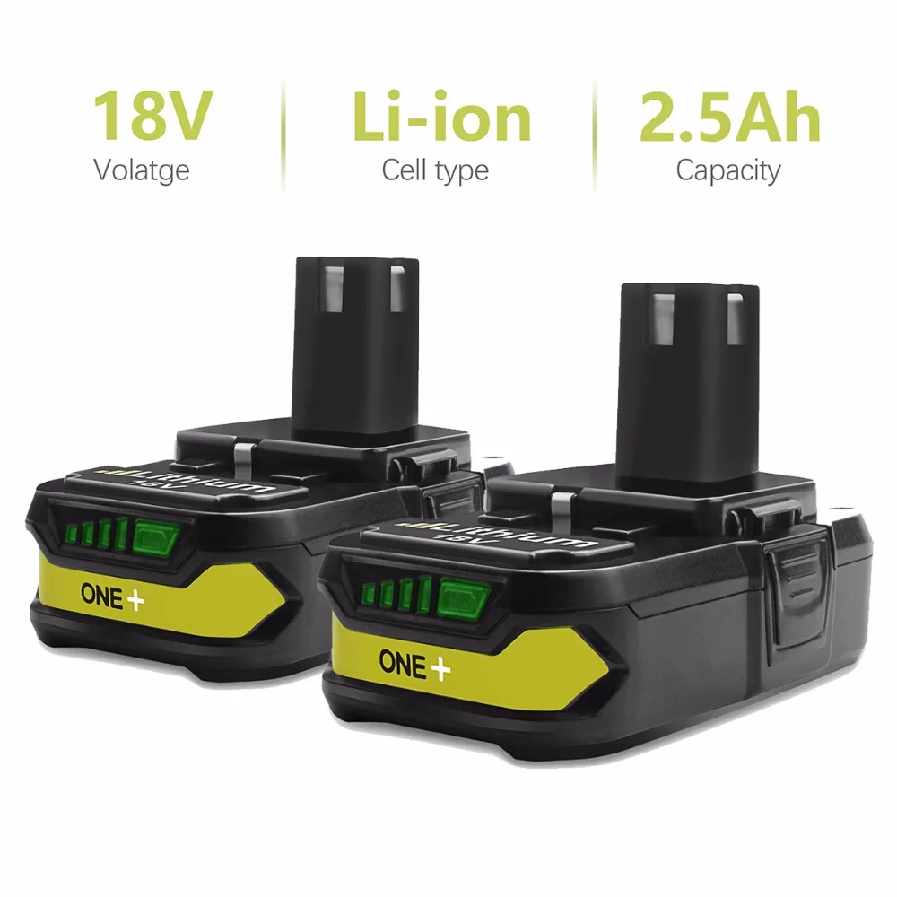 

2PACKS 18V 2500mAh Li-ion P107 Rechargeable Battery for Ryobi BPL-1815,BPL-1820G,BPL18151,BPL1820,P102,P103,P104,P107 L20