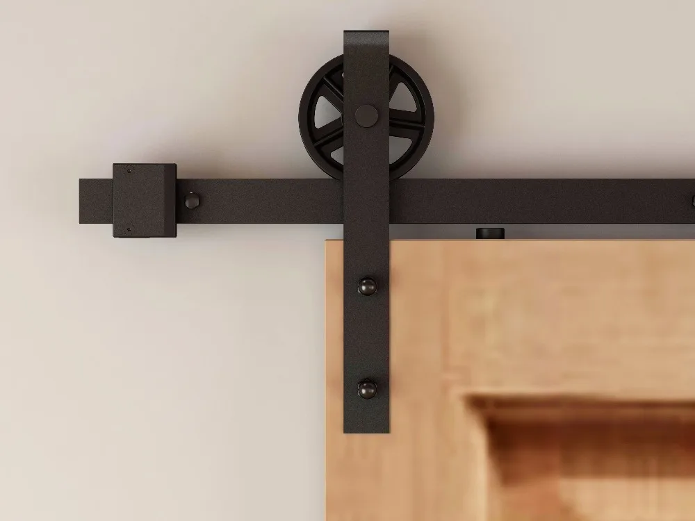 150cm 244cm Vintage Big Wheel Sliding Door Track Barn Wood Door