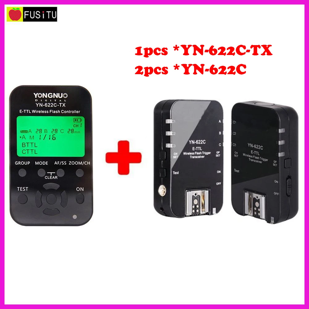 

Yongnuo YN-622C-TX + YN-622C RX E-TTL LCD Wireless Flash Controller Wireless Flash Trigger Transceiver For Canon EOS DSLR