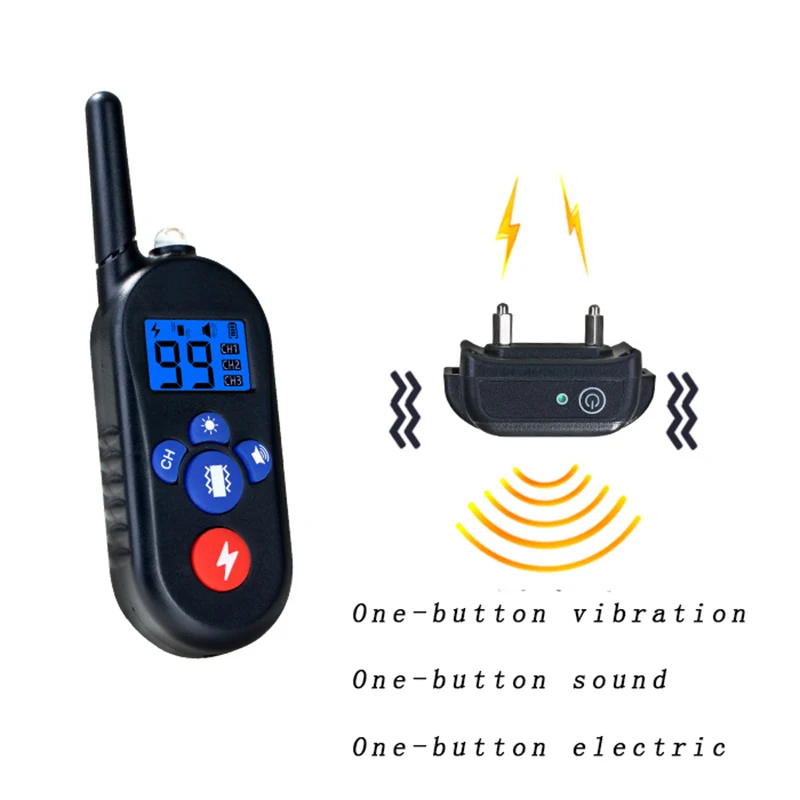 2018 New Style Electronic Dog Training Collars With LCD Blue Screen Display Rechargeable 100 Levels Pet Electronic Dog Collars