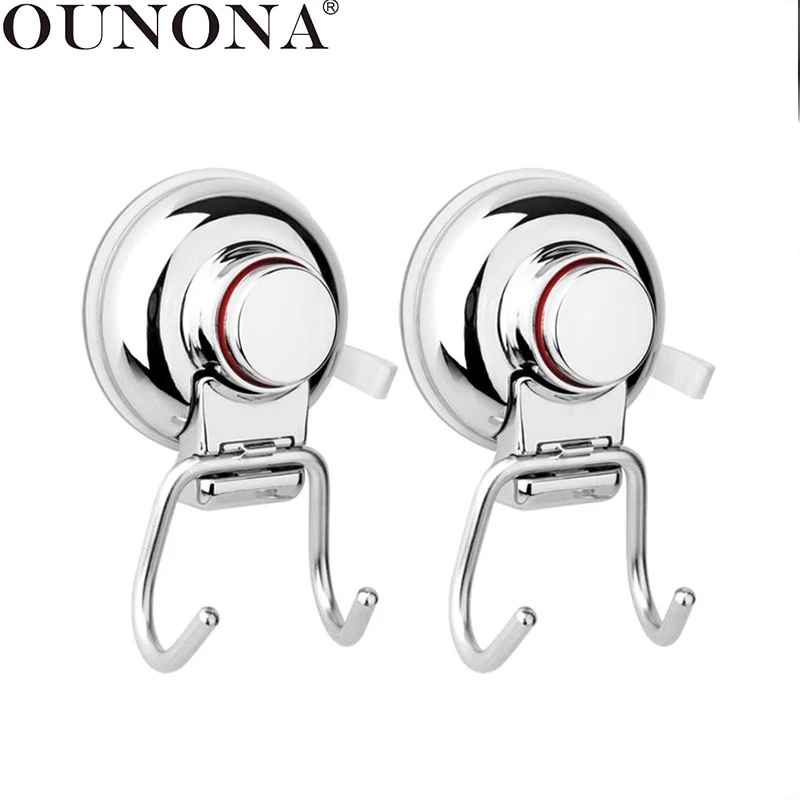 OUNONA 2PC Suction Cup Double Hooks Seamless No Drilling Strong Super