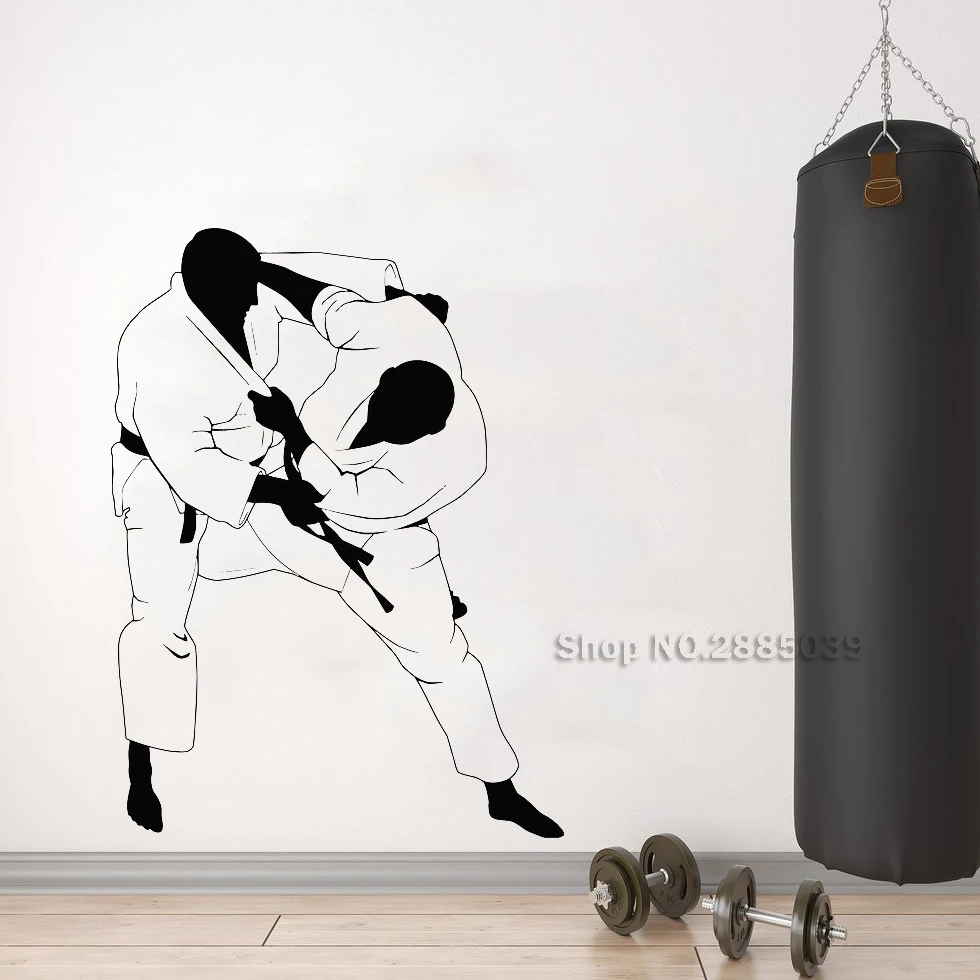 

Arts Jiu Jitsu Wall Stickers Decal Martial Fight Sports Rooms MMA Vinyl Stickers Gym Decor Murals Removable Wall Wallpaper LC601