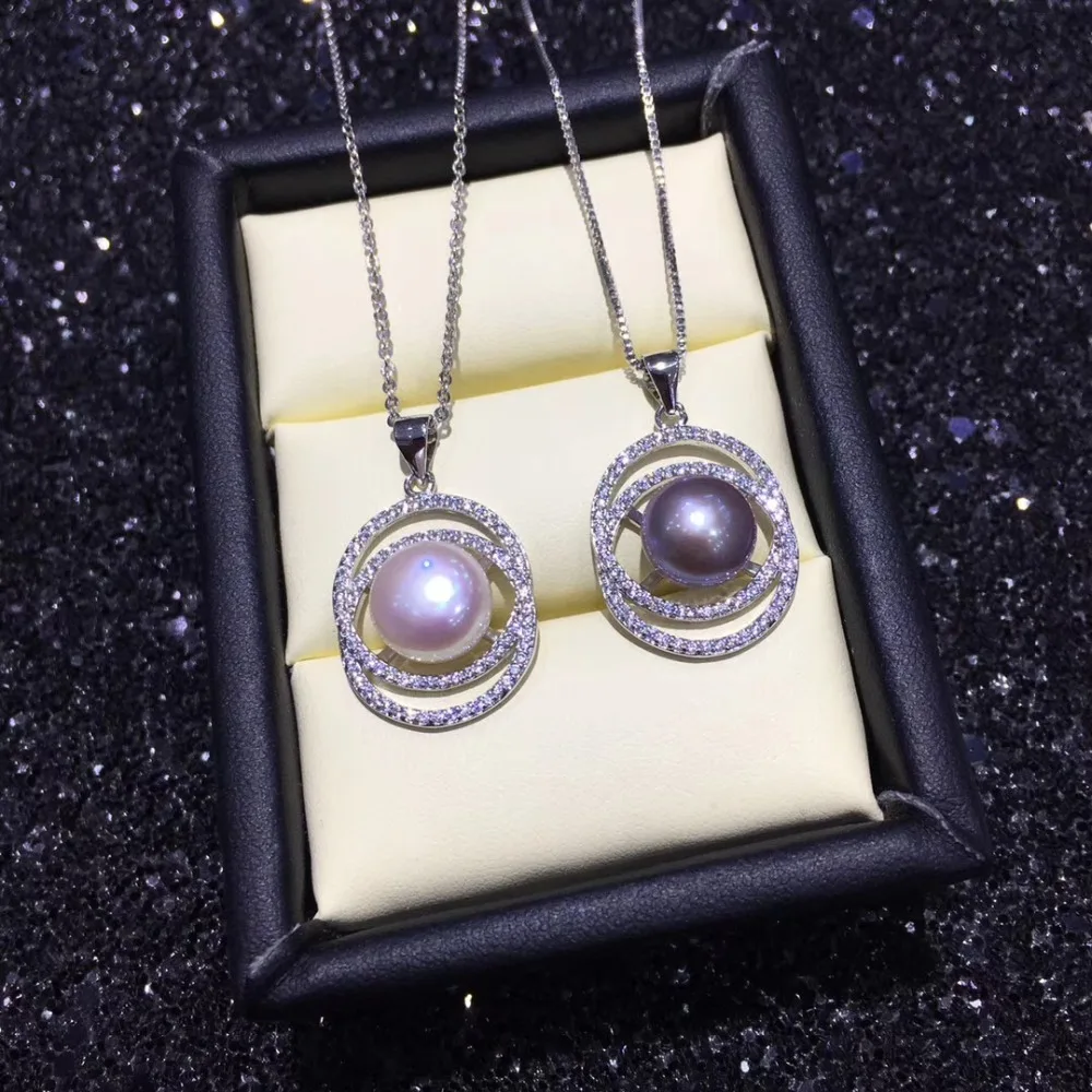 

YIKALAISI 925 sterling silver jewelry for women 100% natural 9-10mm freshwater pearl choker pendant 2019 fine jewelry Wholesale