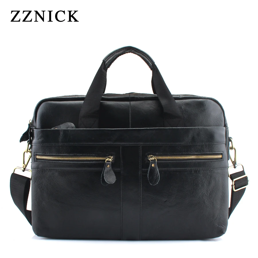 ZZNICK мужской портфель большой вместимости из натуральной кожи, Мужская модная сумка через плечо, деловая сумка для компьютера, дорожная сумка