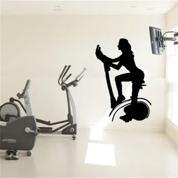 

Wall Decal Fitness Club cardio workout bike Muscle Sport Gym Weight yoga