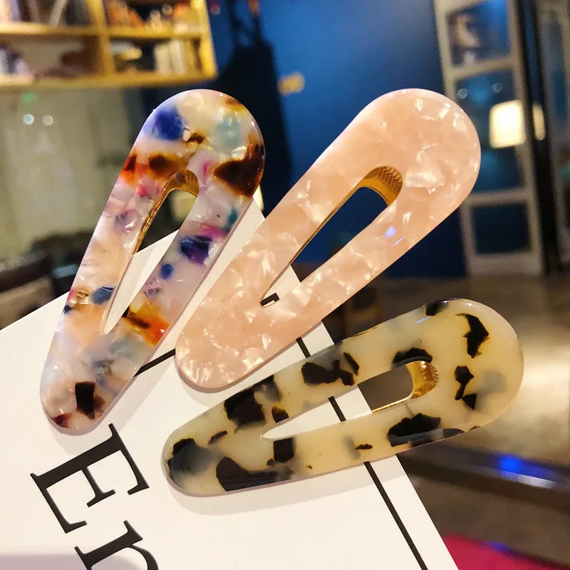 

2019 Fashion Geometric Waterdrop Shape Hair Clips Metal Gold Color Leopard Hairpins for Women Hair Accessories