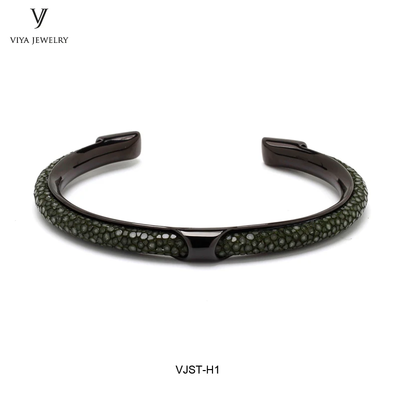 luxury stingray leather bangle with 316 l stainless steel hardware Fashion men bangle stingray bracelet (45)