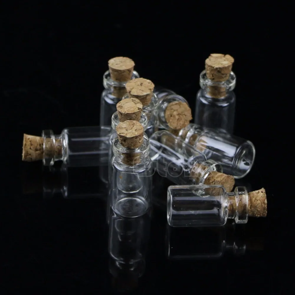 10pcs Small Empty Clear Glass Bottle Vials with Cork Storage Craft 0.5ml 10*18mm W215