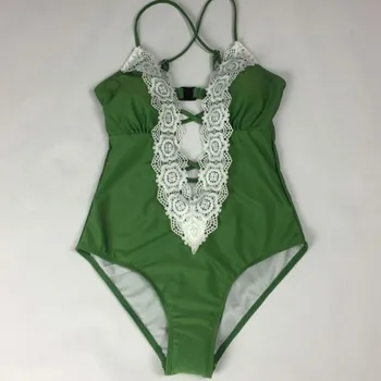 

Sexy Vintage Bandage Trikini Lace Backless High Cut Out Beach Swim Wear Bathing Suit Monokini Swimwear Women One Piece Swimsuit