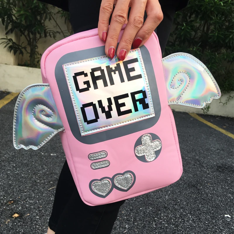 Забавный милый модный Персональный Игровой Мини-клатч с лазерными крыльями, женская сумка на плечо на цепочке, сумка-мессенджер