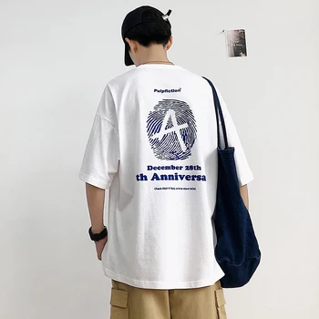 

2019 Spring And Summer New Casual Japanese Students High Quality Men's Printing Loose Wild Couple Short-sleeved Cotton T-shirt