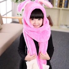 78.74″ *2.76″ Parent-child plus velvet autumn and winter cartoon scarf hat gloves three pieces set one piece hat gifts for kids