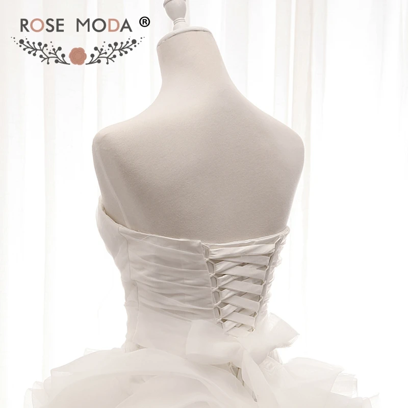Роза Moda Потрясающие органзы свадебное платье с бантом Трепал Органзы Свадебное бальное платье реальные фотографии