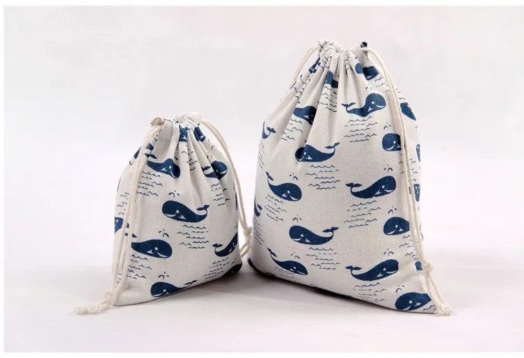 Милые мешки для хранения одежды с принтом животных хлопковые сумочки для хранения со шнурочками мультфильм мешки для