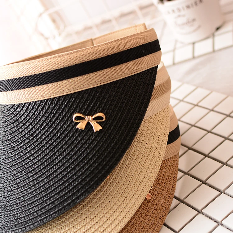 الصيف المرأة سترو قبعات للحماية من الشمس Bowknot قبعات لا تغطي الرأس بالكامل صناعة يدوية DIY قبعة عطلة شاطئ كاب عارضة الظل قبعة فارغة عارية الصدر ... الصيف المرأة سترو قبعات للحماية من الشمس Bowknot قبعات لا تغطي الرأس بالكامل صناعة يدوية DIY قبعة عطلة شاطئ كاب عارضة الظل قبعة فارغة عارية الصدر ...