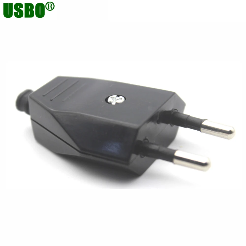 250V 2.5A European Power Cable Plug 2 Polarity Electrical Male Rwirable Connector EU DIY Wired Electrode Plug