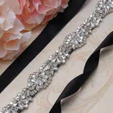 MissRDress сверкающий свадебный пояс серебро Кристалл Цветочные Стразы пояс невесты и лента для свадьбы вечернее платье для выпускного JK813