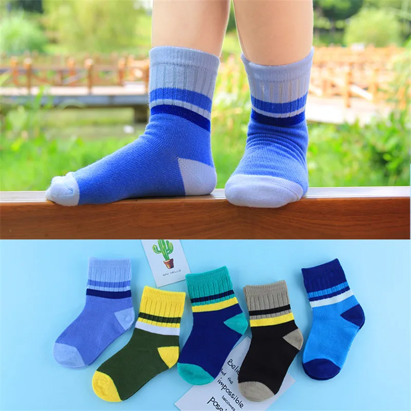 5 пар/партия, осенне-зимние носки в полоску для девочек детские носки унисекс Зимние хлопковые носки для мальчиков От 1 до 12 лет, 6, 7, 10, 12 лет - Цвет: 7