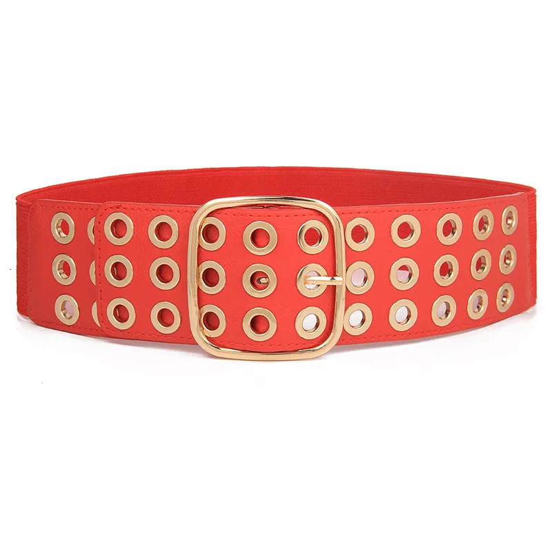 Newest Design waistbands lady waist belt Dress Adornment For women Waistband gold Cummerbunds High Quality Strap Elastic Belts - Цвет: red color