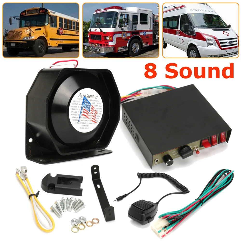 Best Price 1qxlm LARATH Sirena di Allarme Auto amplificatore 200 w 8 Sound Speaker Police Fire Sirena Corno Con PA MICROFONO Modulo di Sistema Anti  furto del dispositivo nero