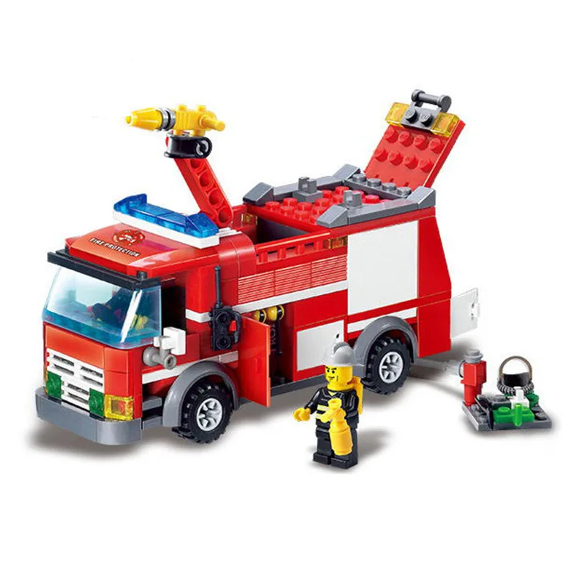 206PCS KAZI DIY City Fire Truck Fighter Model Building Blocks Bricks Enlighten Educational Toys For Childrens | Игрушки и хобби