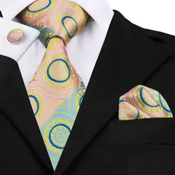 Галстуки для Для мужчин розовый Yellowgreen шелк жаккард галстук Ханки Запонки Набор Бизнес Свадебная вечеринка Для мужчин s галстук подарок C-524