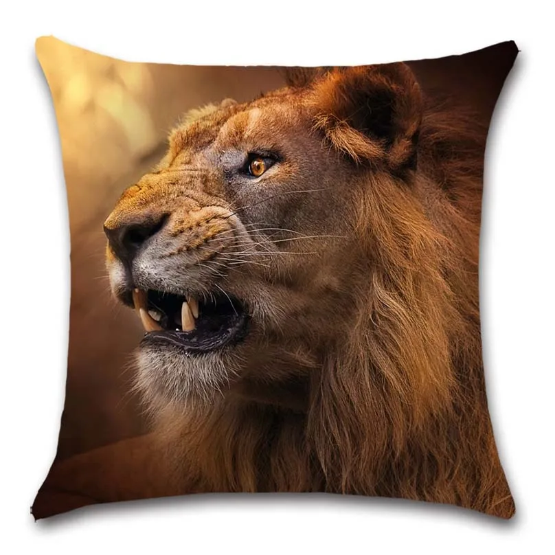 King of the grassland Lion Cushion Cover Decoration Home sofa chair office car seat friend bedroom children's gift pillowcase