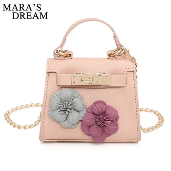 

Mara's Dream 2018 Fashion Messenger Bag Beaded Mini Flowers Bag PU Leather Famous Brand Women Mini Handbag Femininas sac femme
