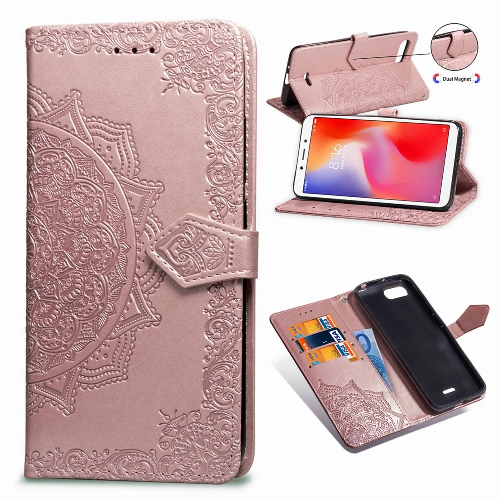Роскошный чехол для телефона Xiaomi Redmi 6A кожаный силиконовый кошелек книжка 6 Pro Note