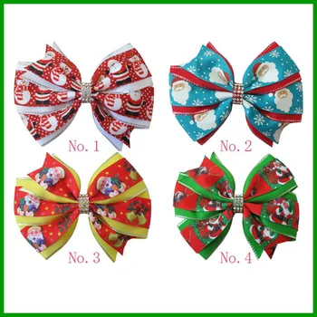 

20 BLESSING Girl 4.5" Two Tone Wendy Hair Bow Clip Winter Halloween Christmas