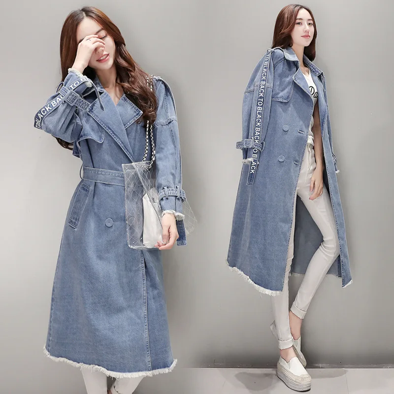 2019 Autumn New Women Double Breasted Long Trench