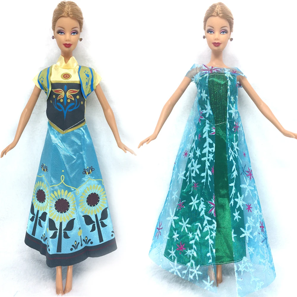 NK Two Set Princess font b Doll b font Anna Elsa Outfit Movie Similar Dress Fairy