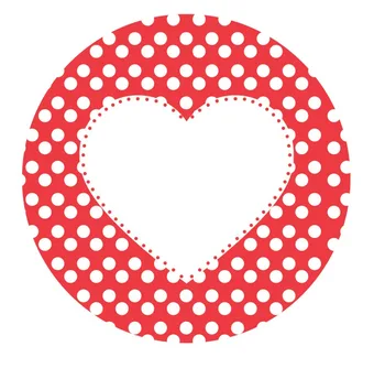 

5cm Ruby Red Polka Dot Heart Sticker Labels