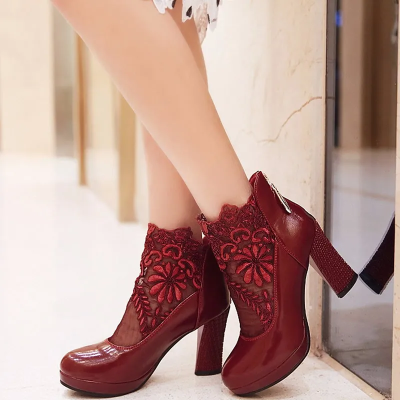 New Women super high heels pumps sexy party Nightclub Style lace Bridal platform Waterproof shoes Plus size 32-48