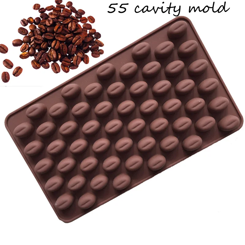 Силиконовая форма для выпечки кофейных зерен, шоколадный торт, форма для выпечки, губы, кофейные зерна, форма для льда, форма для мыла, леденец, пирожные - Цвет: 55 cavity