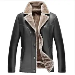 Для мужчин Кожаная куртка модного бренда качество с флисовой подкладкой мотоциклетные куртка-бомбер Искусственная кожа пальто Мужская