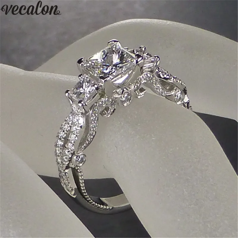 

choucong Vintage Promise Wedding Ring 925 sterling Silver Three stone AAAAA cz Engagement Band Rings For Women Finger Jewelry