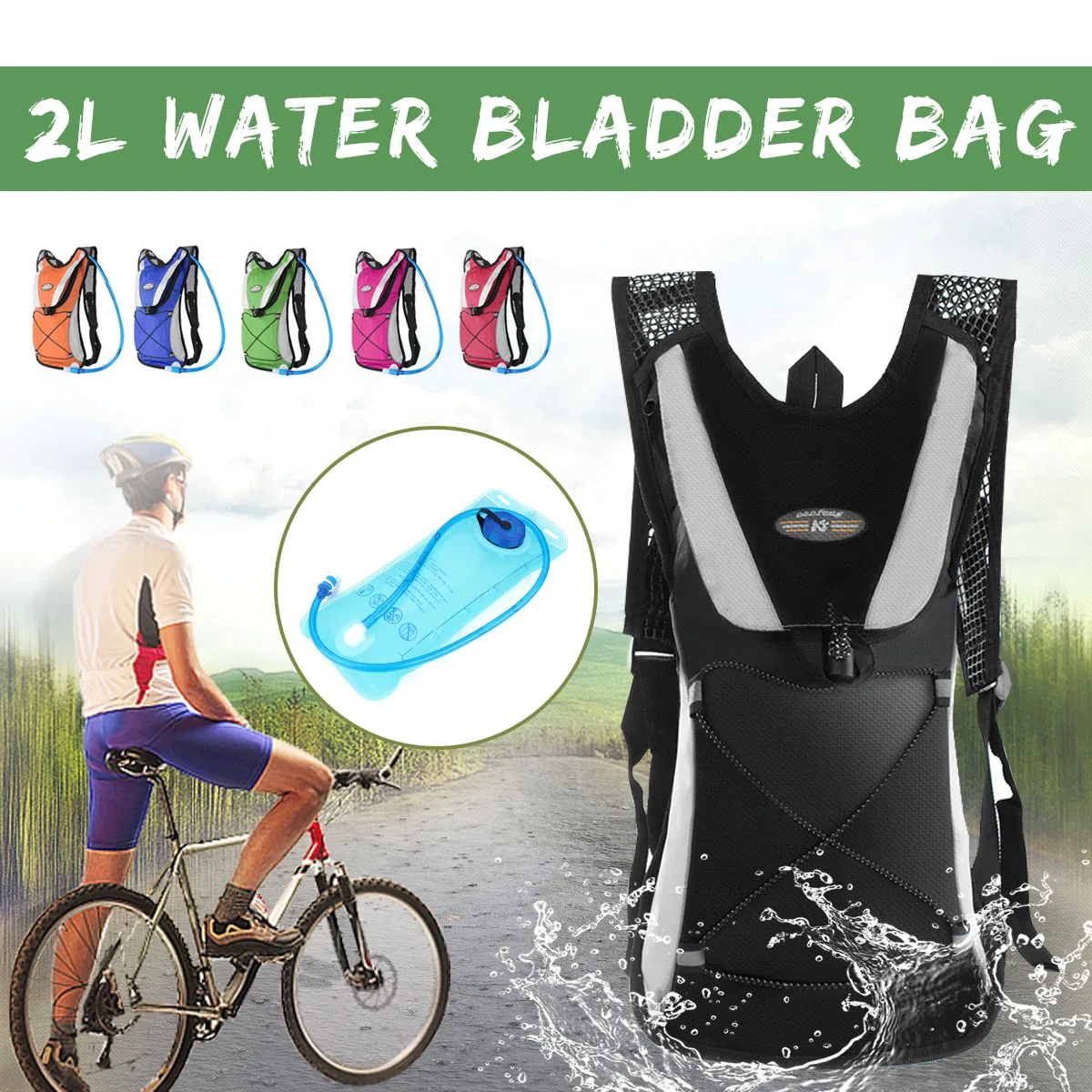 

2L Outdoor Portable Water Bladder Bag Hydration Backpack Sports Camping Hiking For Cycling Bicycle Bike Hiking