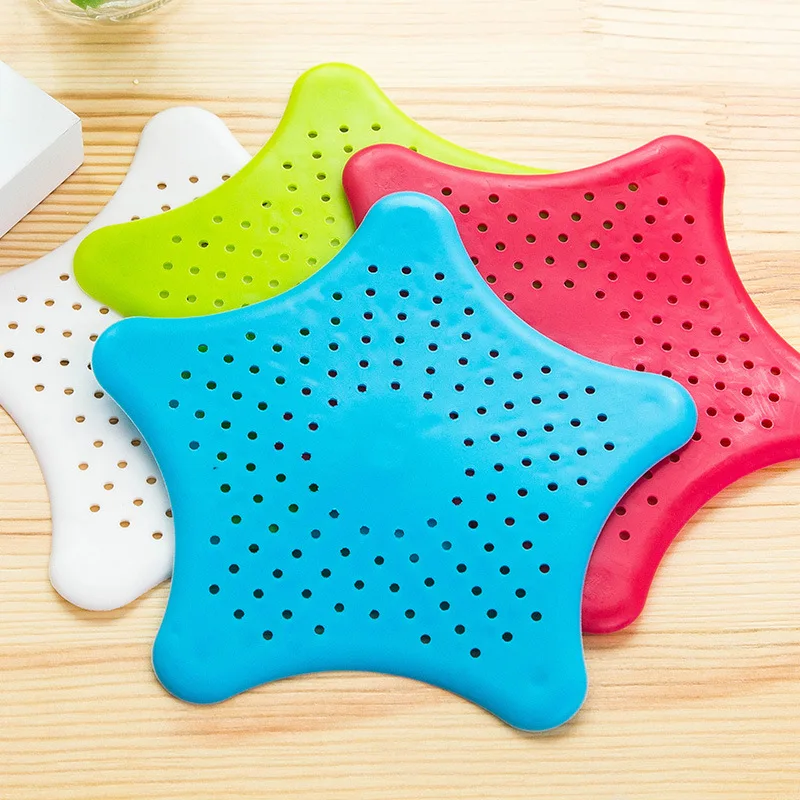 Star Shape Plastic Kitchen Mint Plan Bath Shower Drain Cover Waste Sink Strainer Hair Filter Catcher House Gadgets Pet Cleaning