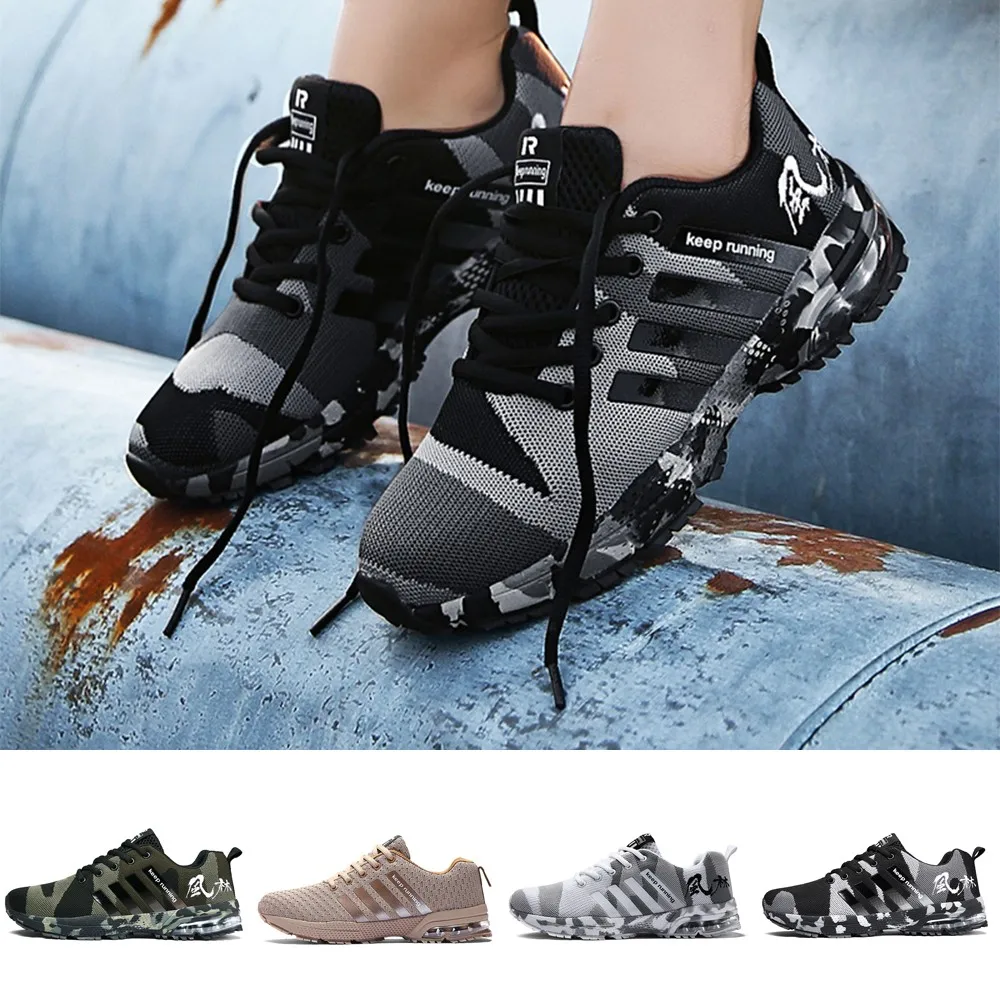 

YOUYEDIAN shoes men unisex Camouflage Mesh Breathable Sneaker Mixed Colors Running Sports Shoes Cross-tied Casual Shoes