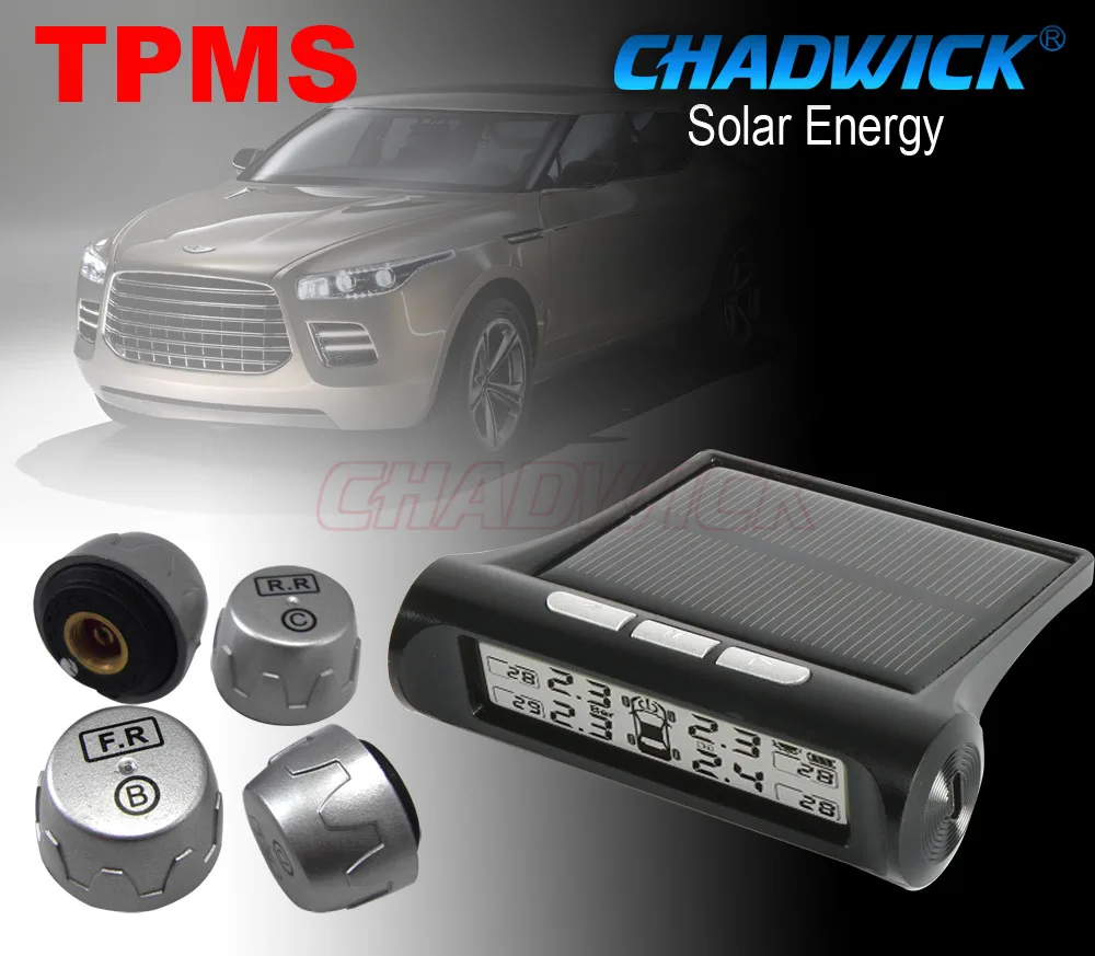 

New Car Tire Pressure Monitoring Intelligent System Solar Power Wireless LED Display TPMS with 4 External Sensor CHADWICK DIY EZ