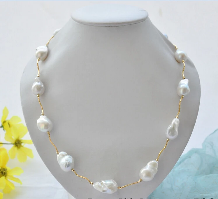 

20mm WHITE baroque KESHI REBORN PEARL necklace 23inch Z6853 (A0501)