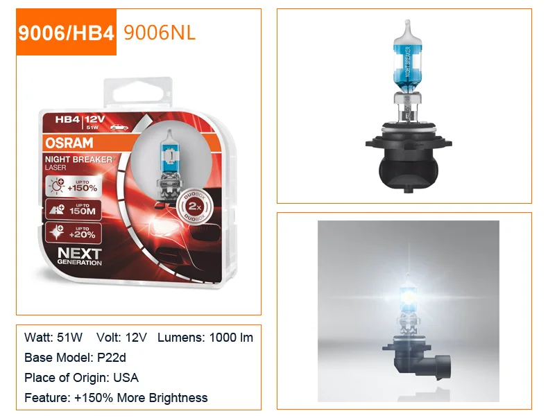 Лампа Ксеноновая OSRAM H1 H3 H4 H7 H8 H11 HB3(9005) HB4(9006) 12V Автомобильные фары лампы галогенные лампы ближнего света, лампа для противотуманной фары+ 150% Яркость