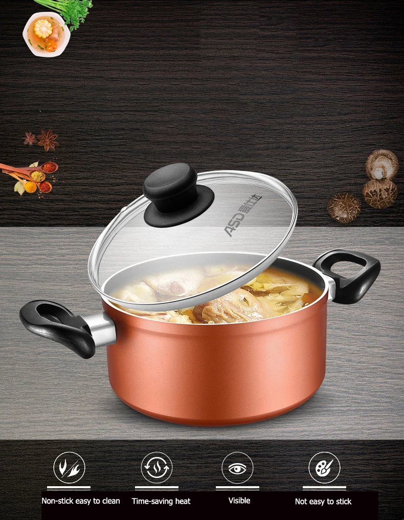 15%, Grand 20 см алюминиевый alloySoup горшок с Двойным Толстым Дном 2 антипригарный соус с антипригарной ручкой со стеклянной крышкой