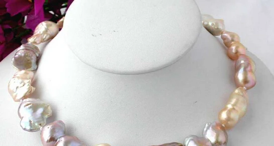 

huij 003212 big 17" 30mm pink lavender baroque keshi reborn pearl necklace